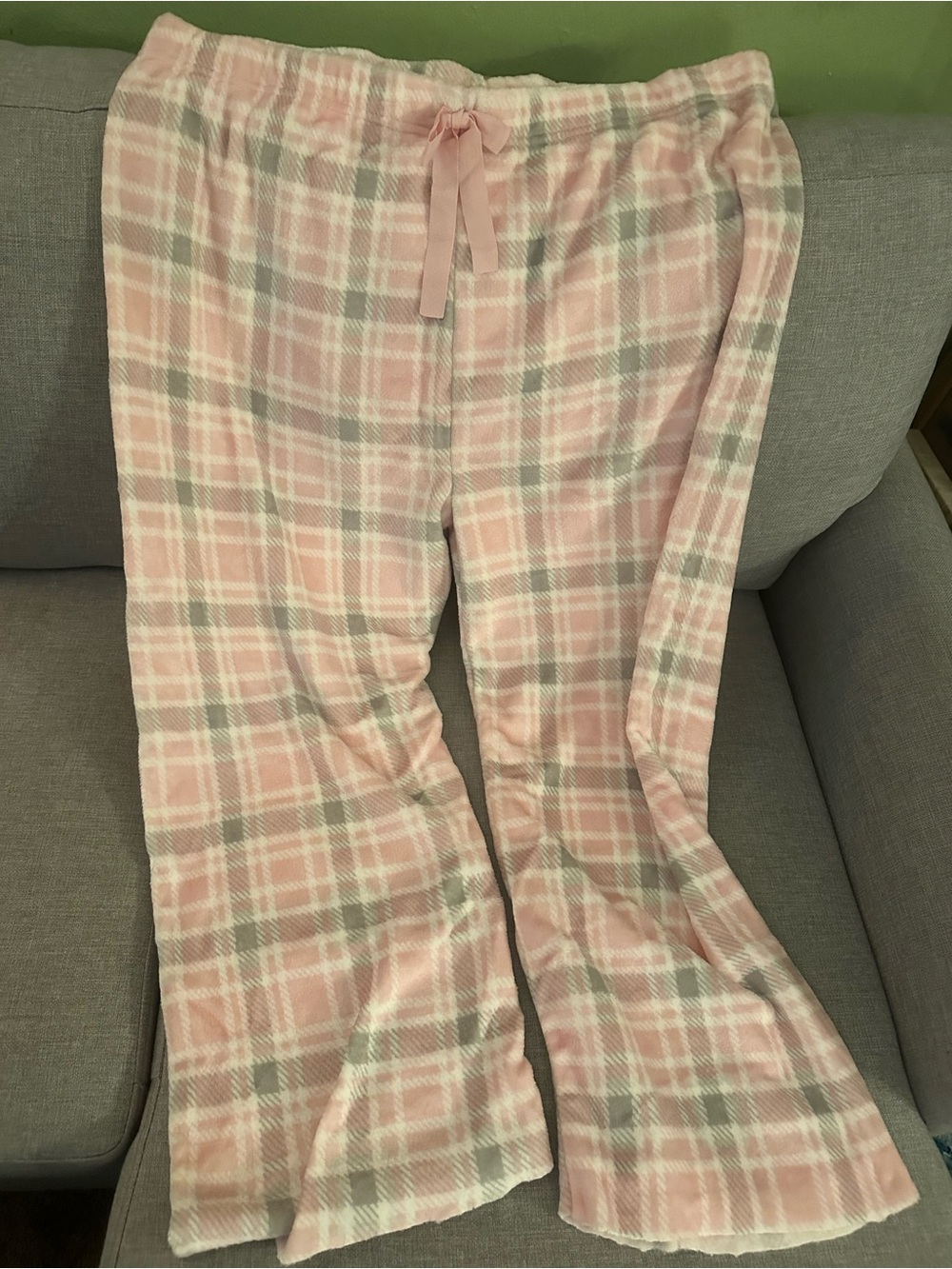 SO Pink & Light Gray Plaid Fleece Pajama Pants